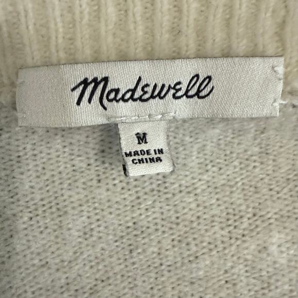 Madewell Bobble Dashwood V Neck Bright Ivory Sweater Size Medium - Picture 8 of 10
